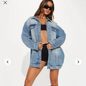 Fashion Nova Light Blue Denim Oversized Jean Jacket